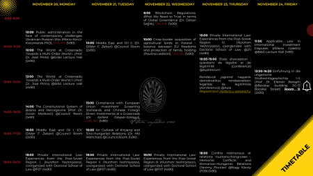 International Week, Updated Schedule